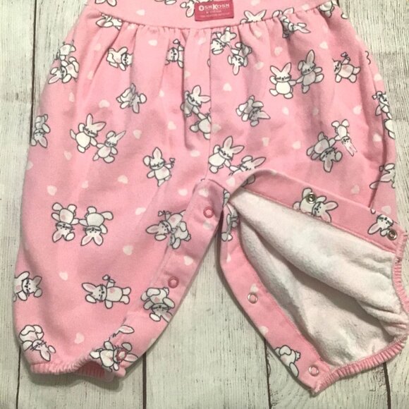 OshKosh B'Gosh Pink Bunny Bubble Romper 12 Mos Baby Girl 90s Vintage USA Made - Picture 4 of 6